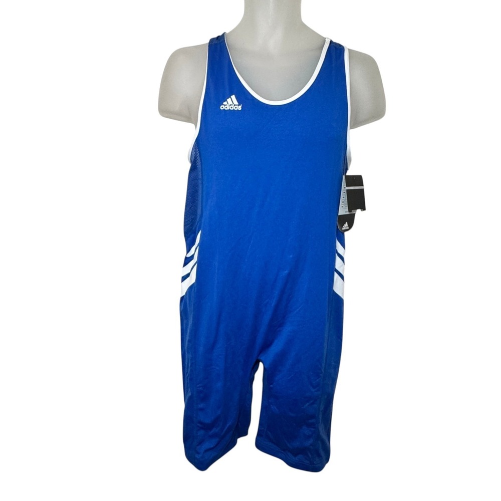 Adidas Running Unitard Singlet Blue White Men's 2XL NWT‎ Track Wrestling Vintage
